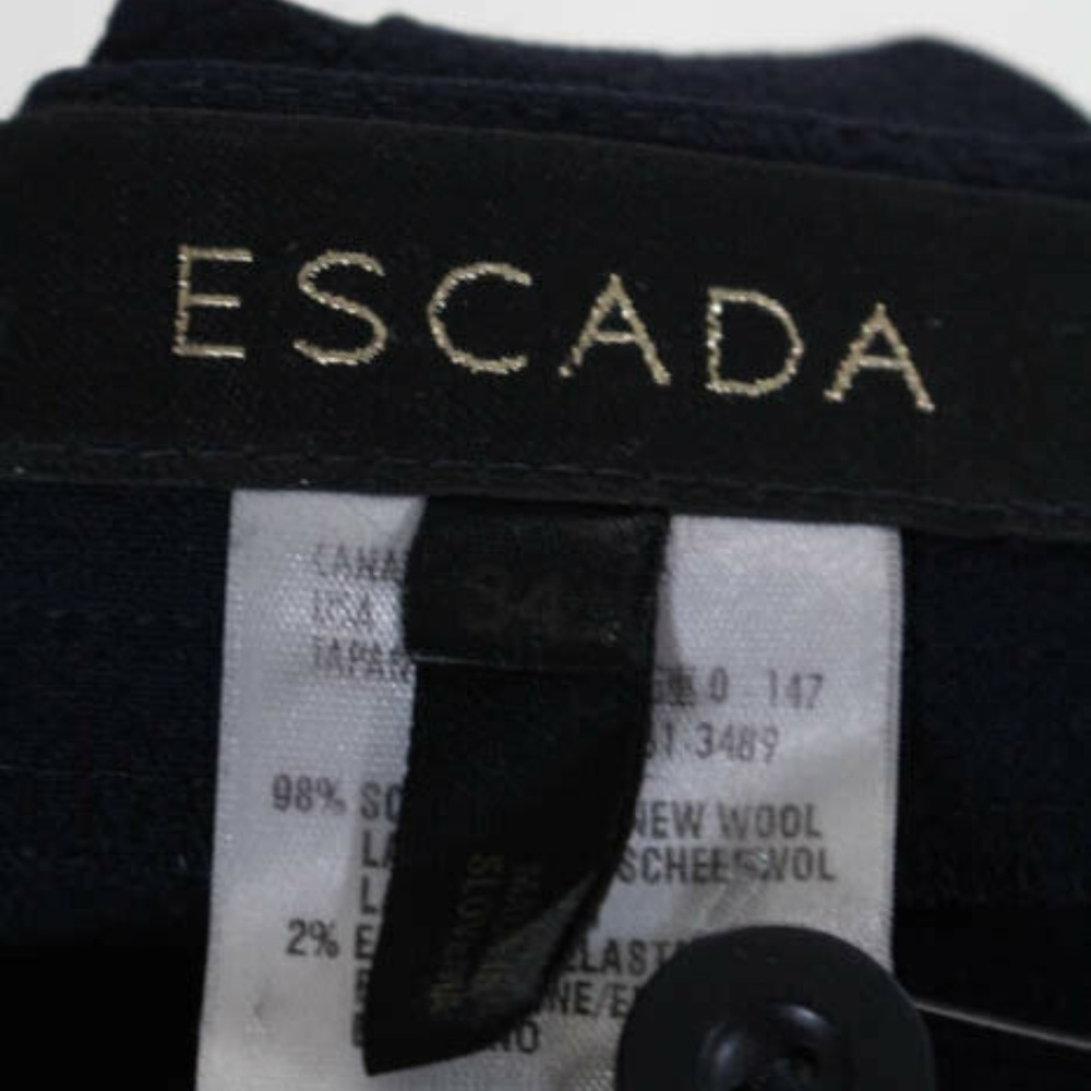 Escada Blue Wool Pleated High Rise Dress Pants 34 - Picture 8 of 8
